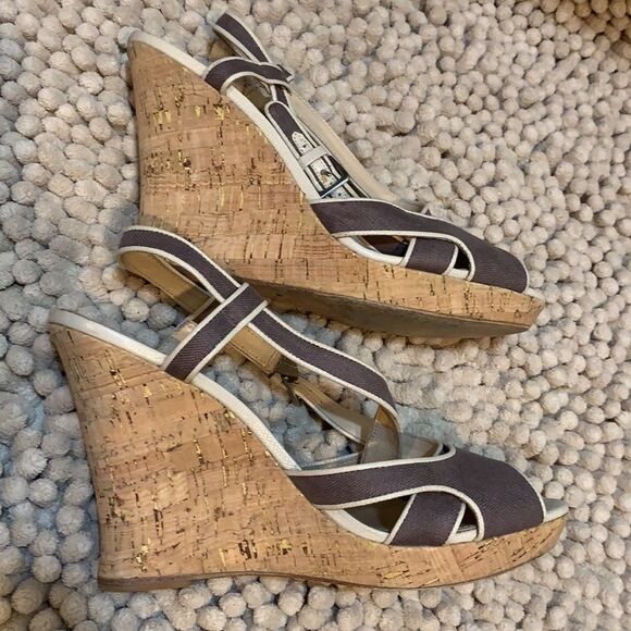 Saks Fifth Avenue open toe wedge shoe - Picture 5 of 7